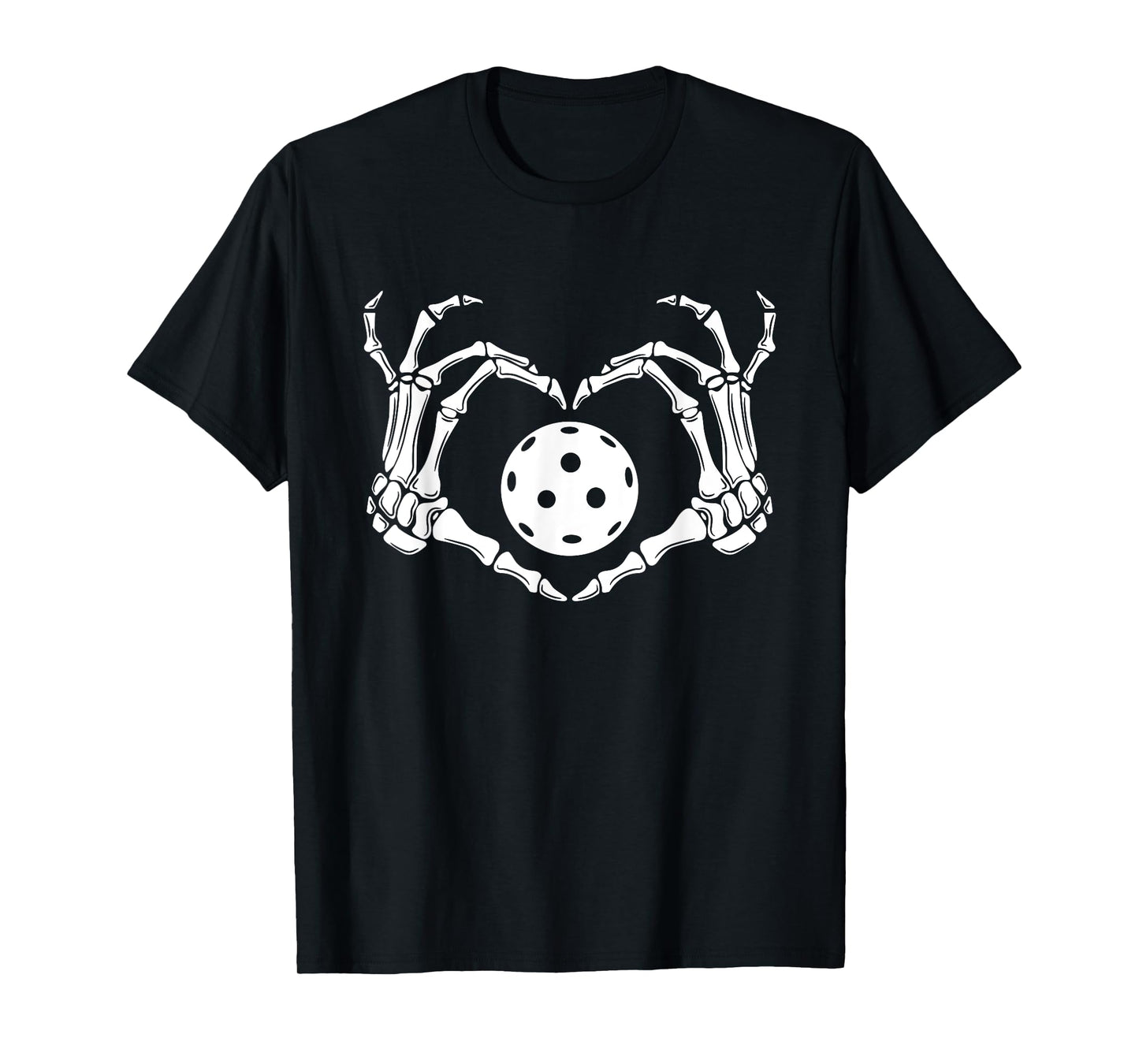 Halloween Pickleball Skeleton Heart Hands T-Shirt
