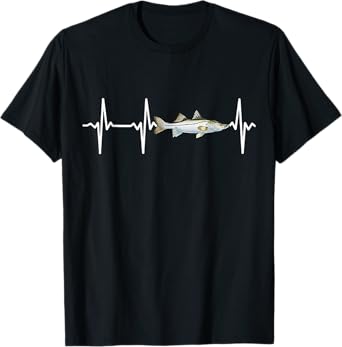 Snook Heartbeat For Saltwater Fish Fishing Lovers T-Shirt