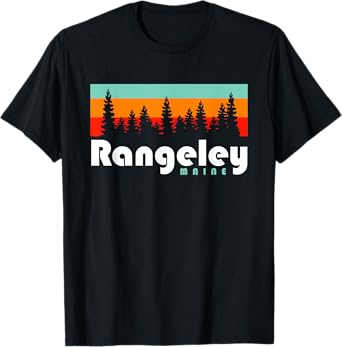 Rangeley Maine Camping Rangeley Lake State Park Trees Retro T-Shirt