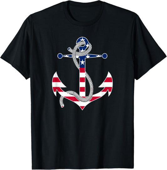 American Flag Patriotic Anchor - Memorial Day 4th Of July T-Shirt