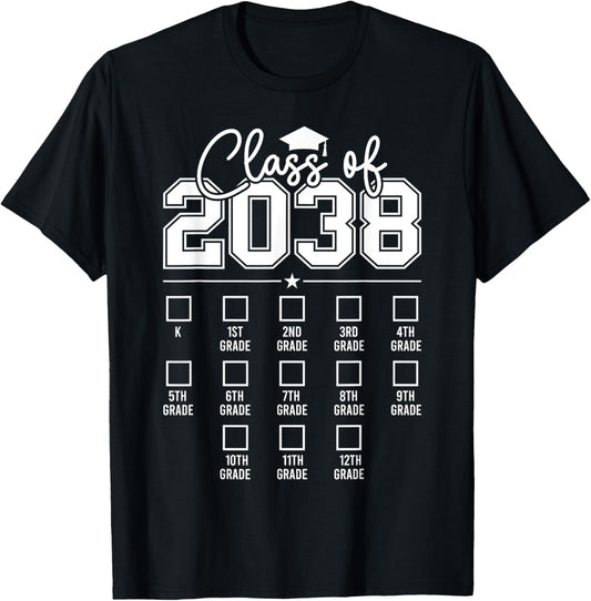 Class of 2038 Grow With Me Funny Kindergarten Back To School T-Shirt