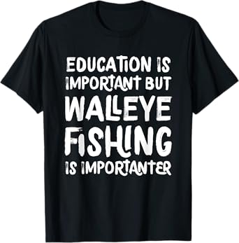 Education Is Important But Walleye Fishing Is Importanter T-Shirt, Small, Black
