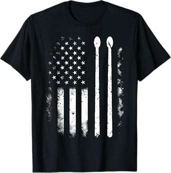 American Flag Drumsticks USA Drummers Vintage Drum Sticks T-Shirt
