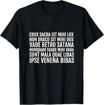 Catholic Exorcism Prayer T-Shirt Vade Retro Benedict Shirt T-Shirt