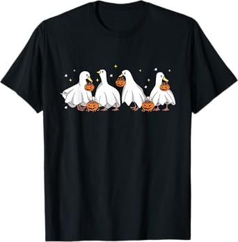 Duck Halloween Cute Ghost Ducks Halloween Farmer Duck Lover T-Shirt