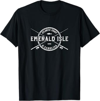 Emerald Isle NC Vintage Crossed Fishing Rods T-Shirt