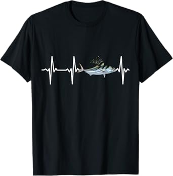 Roosterfish Heartbeat For Saltwater Fish Fishing Lovers T-Shirt