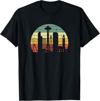 Seattle Space Needle USA Grunge Hiking Camping Fishing T-Shirt