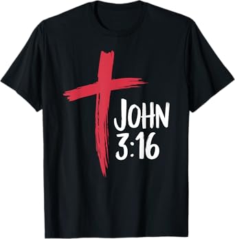 John 3:16 Distressed Cross Graphic T-Shirt