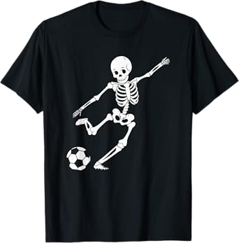 Soccer Skeleton Halloween Men Boys Soccer Player Halloween T-Shirt