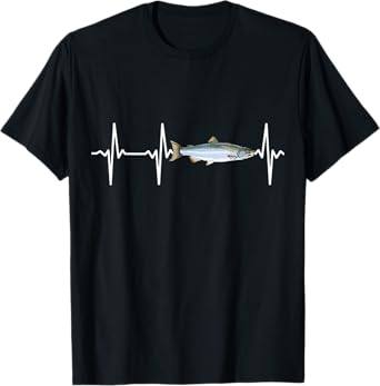Coho Salmon Heartbeat For Freshwater Fish Fishing Lovers T-Shirt