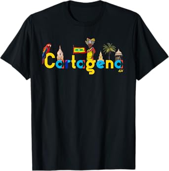 AJ.co Hecho en Cartagena Colombia T-Shirt - Men's Unisex-Adults Black Small Classic Fit Short Sleeve T-Shirt