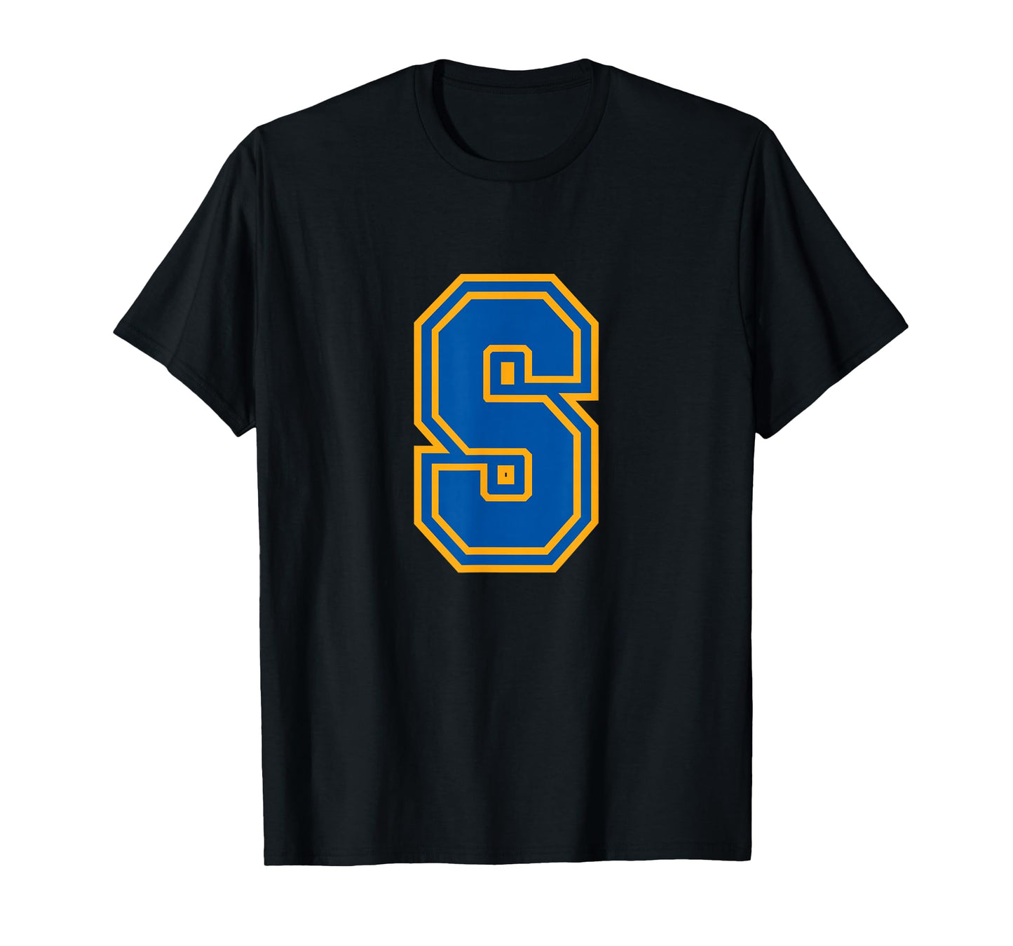 Letter S Yellow Blue Monogram Initial T-Shirt