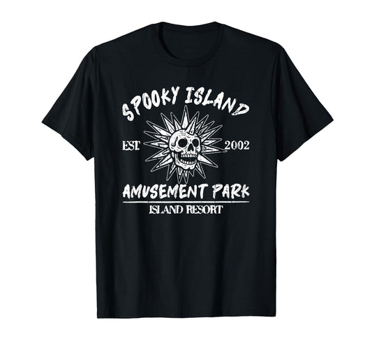 Spooky Island Amusement Park, Disco Skull, Halloween T-Shirt