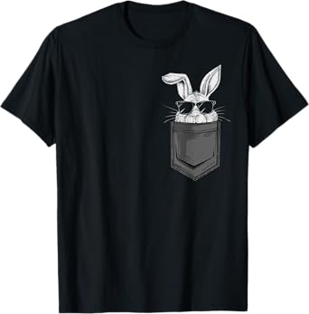 Cool easter bunny rabbit with sunglasses in pocket T-Shirt