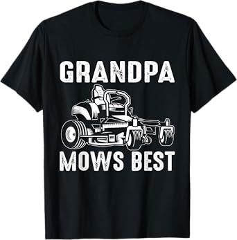 Grandpa Mows Best Funny Riding Mower Retro Mowing Grandpa T-Shirt