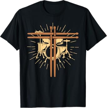 Christian Drummer Drum Sticks Cross Religious Band Drummer T-Shirt