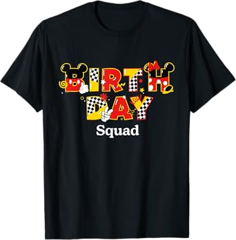 Disney Mickey & Minnie "Birthday Squad" Big Letters Party T-Shirt