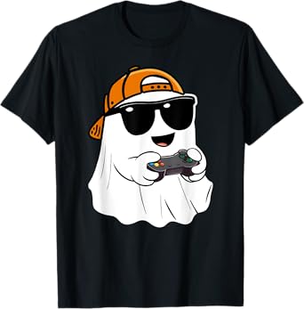 Halloween boys kids ghost gamer scary Costume gaming men T-Shirt