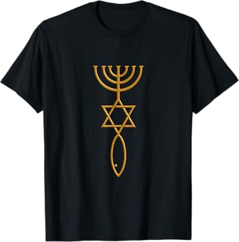 Messianic Christian Menorah Star of David Fish seal T-Shirt