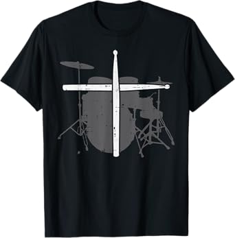 Drums Cross Drumstick Music Jesus Christian Band Men Women T-Shirt