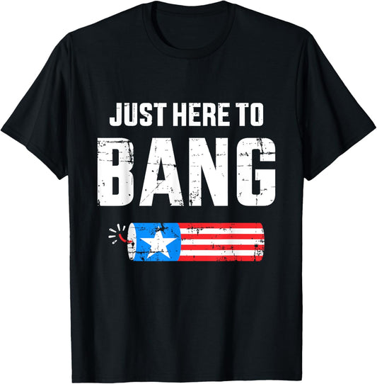 Funny 4th of July just here to bang with firecracker T-Shirt