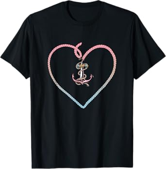 Heart Anchor Vacation Womens Nautical Anchor T-Shirt