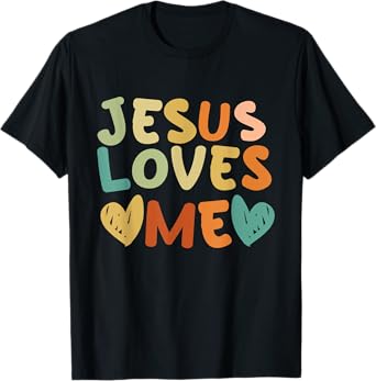 Groovy Jesus Loves Me Biblical Christian Church Retro T-Shirt