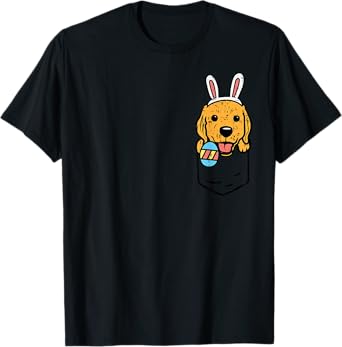 Pocket Golden Retriever Bunny Cute Easter Dog Men Women Kids T-Shirt
