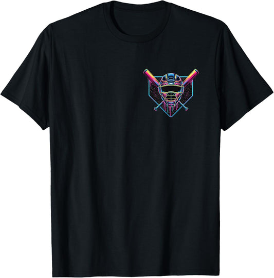 Dripping Baseball Catcher Mask Baseball Drip Bats Colorful T-Shirt