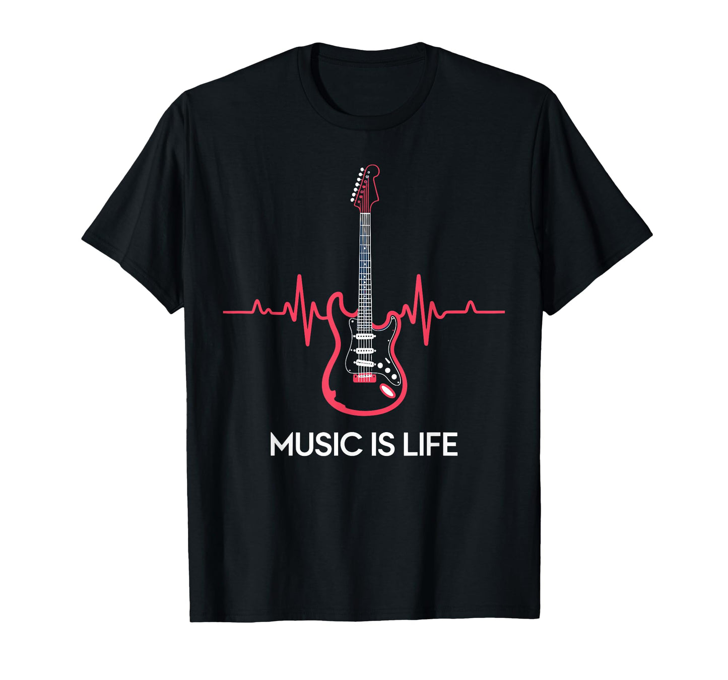 Music Is Life Guitar Heartbeat Pulse T-Shirt