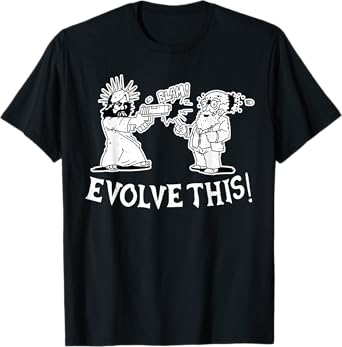 Vintage Evolve This Jesus And Darwin T-Shirt, Small, Black