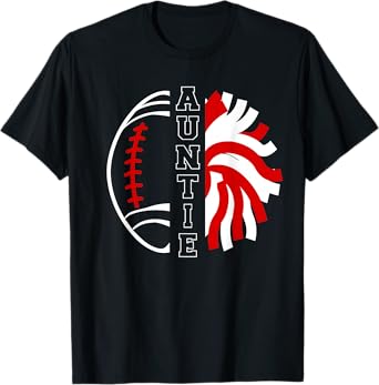 Football And Cheer Auntie Cheerleading And Football Aunt T-Shirt