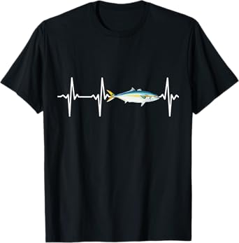 Yellowtail Heartbeat For Saltwater Fish Fishing Lovers T-Shirt