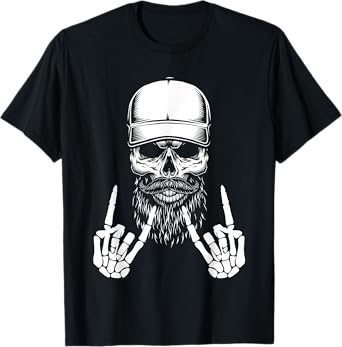 Cool Halloween Punk Rock Skeleton Cap Skater Rocker Skell T-Shirt