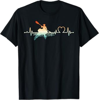 Funny Kayaking Lover Heartbeat Kayak Boat Kayaker T-Shirt