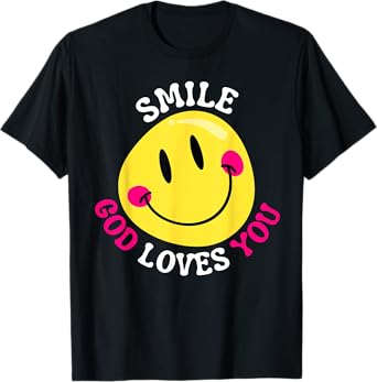 Smile God Loves You Happy Faith Love Jesus Christ VBS Cute T-Shirt