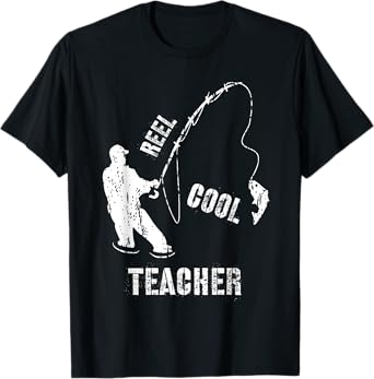 Reel Cool Teacher Grandpa Angler Fishing Fisherman Gift T-Shirt