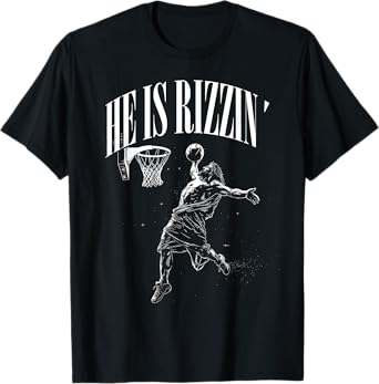 He Is Rizzin Funny Jesus playing Basketball funny easter T-Shirt
