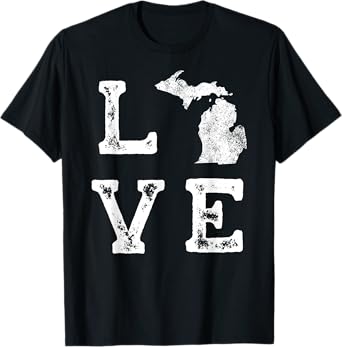 Great Lakes State Love Tee Michigan Vacations Camping Hiking T-Shirt