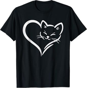 Cute Cat Heart - Cute Heart Cat Mom Women Girls Kids T-Shirt