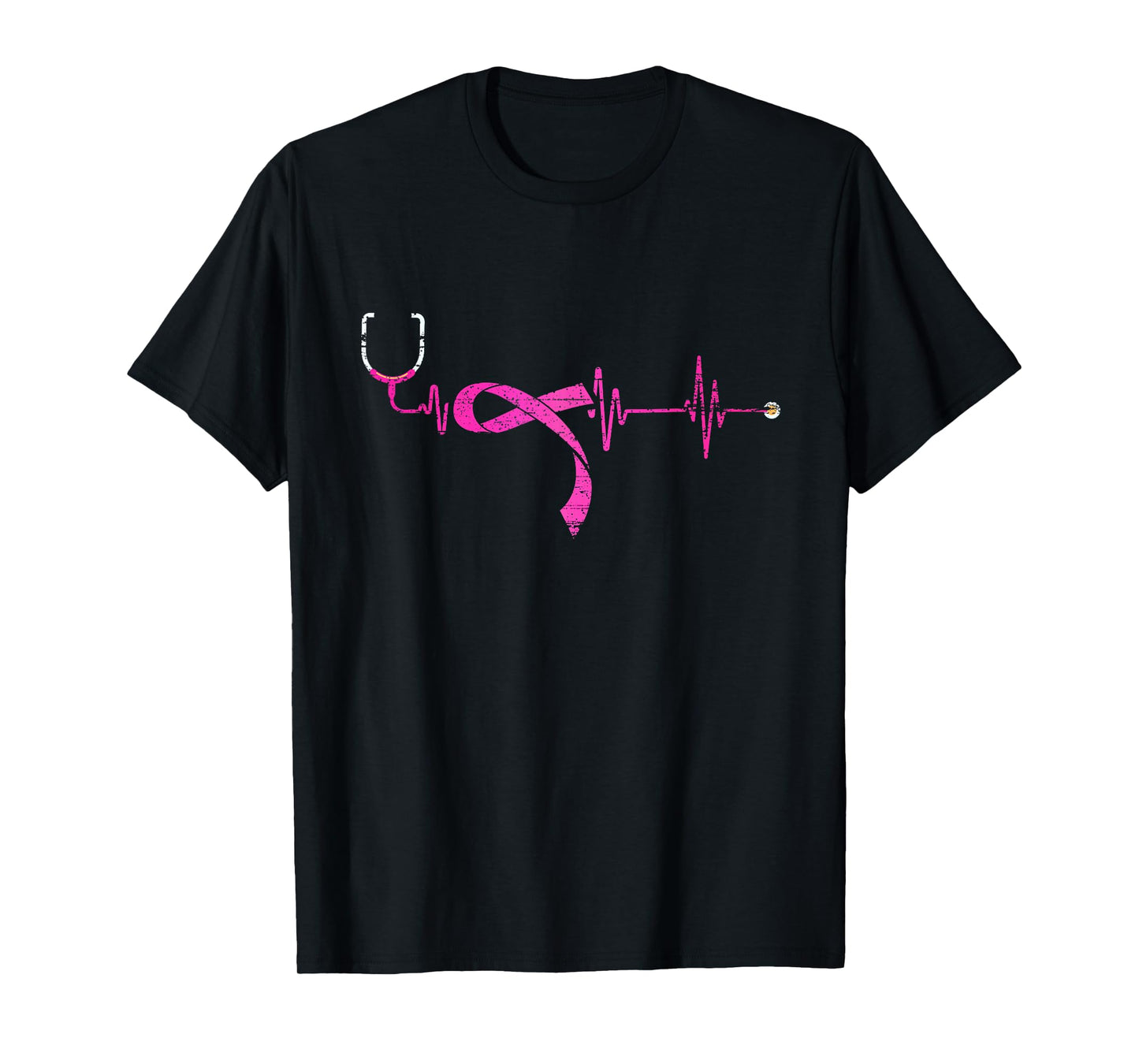 Pink Ribbon Stethoscope Nurse Life Breast Cancer Survivor T-Shirt