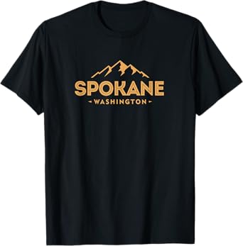 Vintage Spokane Washington Retro Throwback Mountain Graphic T-Shirt