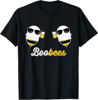 Boo Bees Halloween Costume Cute Ghost drinking Beer Funny T-Shirt