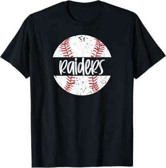 Raiders Baseball Team Mascot School Spirit Game Day T-Shirt