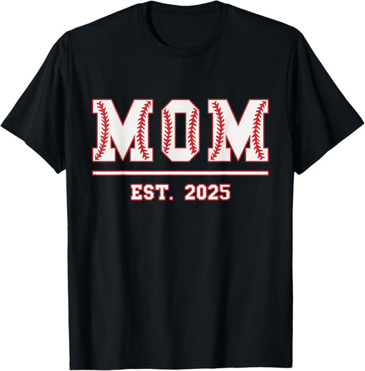 Mom Est. 2025 Funny Sports Year Established Mother Retro T-Shirt