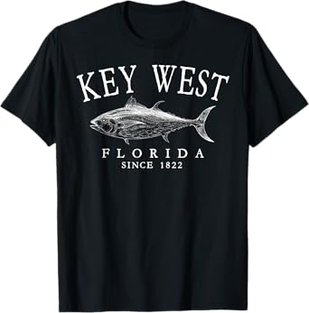 Key West Florida Fishing Since 1822 Arched White Letters T-Shirt
