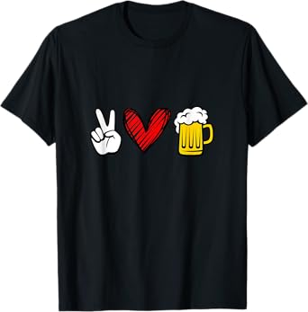 Peace Love Beer Funny Drinking Craft Beer T-Shirt