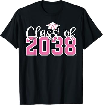 Class of 2038 Grow with Me Kindergarten Pink Coquette Bow T-Shirt
