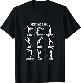 Gymnastics God Says I Am Bible Verse Gymnast Christian Jesus T-Shirt